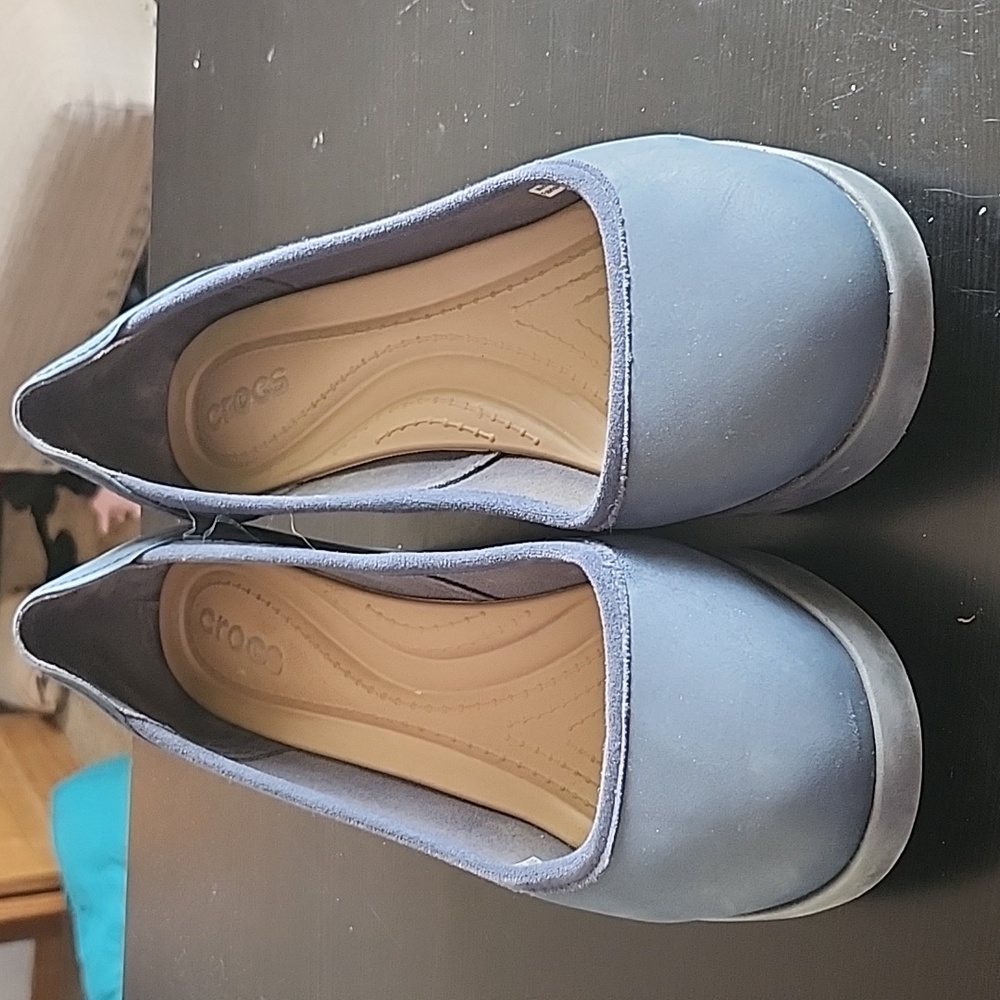 CROCS Marin ColorLite Navy Comfort Wedge With Grey Bottom